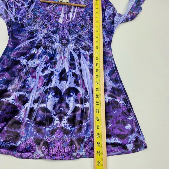 Live And Let Live Velvet‎ Top Womens Size Small Purple V-Neck Fairy Whimsical - Picture 13 of 14
